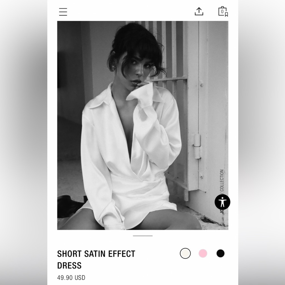 Zara: Elegant White Satin Effect Dress